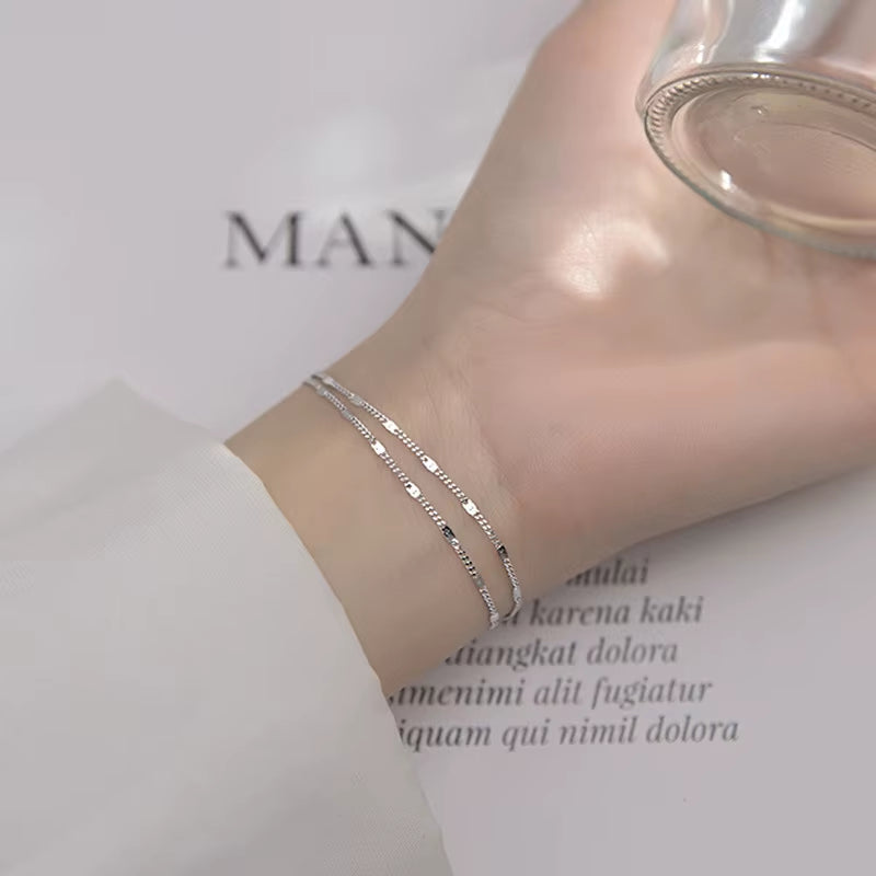 Glow Minimal – Stainless Steel Double-Layer Chain Bracelet for Women