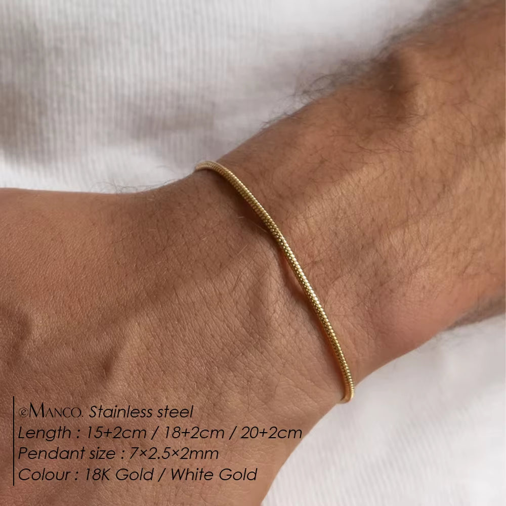 Emanco™ Gold Snake Chain Bracelet – Bold Simplicity for the Modern Man